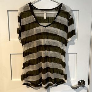 Fornia Sheer green and white striped tee
